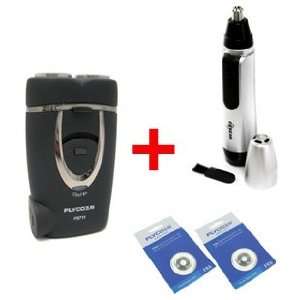 Flyco FS711 Electric Rechargeable Shaver + Nasal Hair Trimmer + Two 