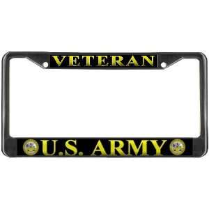  US United States Army Veteran Black Metal License Plate 