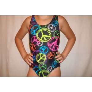   Monkey black peace print gymnastic leotard size 12 