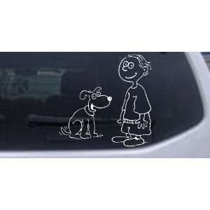  With Dog Stick Family Car Window Wall Laptop Decal Sticker    White 