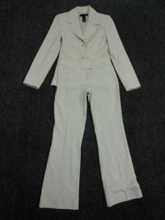   Stretch Ivory Tan collar Stylish Pockets cuffed ankle Pant SUIT XS 0