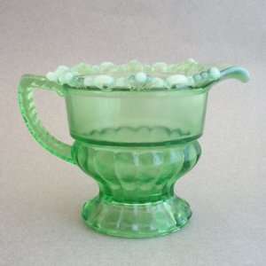  Westmoreland Glass Opalescent Green Ring Petal Creamer 