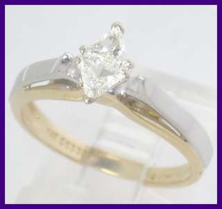 14ky/wg Trillion Diamond Marquise Solitaire Illuision Engagement Ring 
