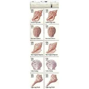  1985 SEASHELLS #2121a Booklet Pane of 5 x 22 cents US 