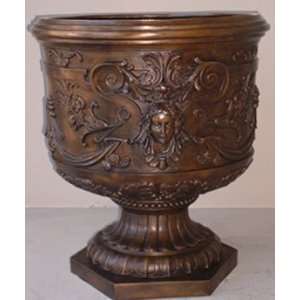  Outdoor Bronze Urn with Ingravings of Faces Sports 