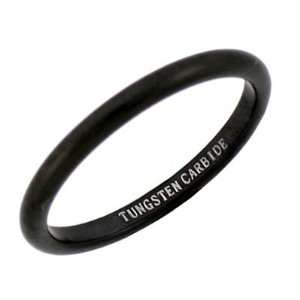 2MM Black Classic Tungsten Carbide Band   Size 7 (sizes 8 
