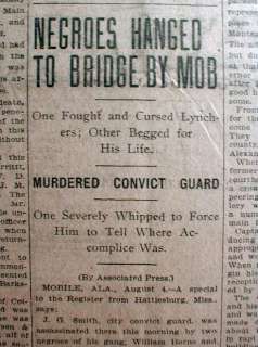   newspaper LYNCHING of 2 NEGRO MEN at HATTIESBURG Mississippi  