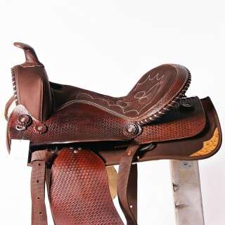 16 Brown Western semi Leather Pleasure Rawhide Saddle  