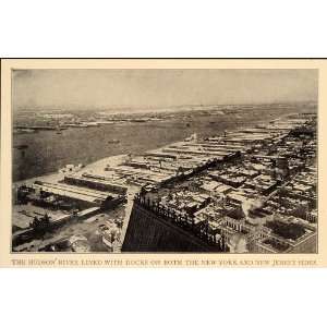 1909 Print Hudson River Docks New York City Jersey   Original Halftone 