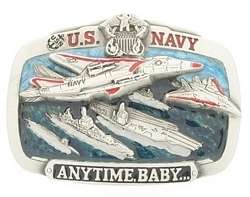 NAVY ANYTIME BABY MILITARY PEWTER BELT BUCKLE  