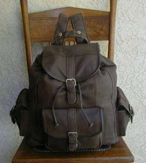 Large Vintage Brown Rugged COWHIDE Leather Boho Backpack Bag  
