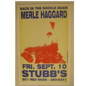    Merle Haggard Handbill Poster Austin Tx Stubbs 