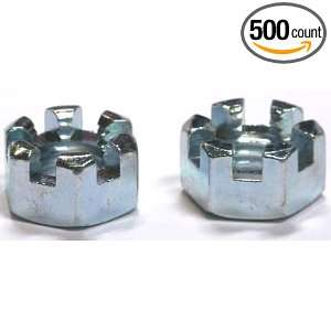  5/16 24 Slotted Hex Nuts / Steel / Zinc / 500 Pc. Carton 