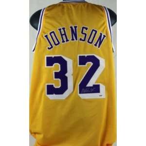  LAKERS MAGIC JOHNSON AUTHENTIC SIGNED HOME JERSEY PSA 
