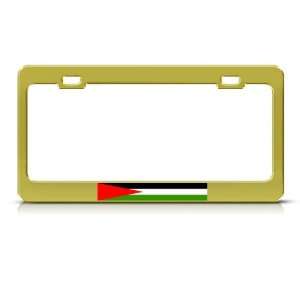 Palestine Palestinian Flag Gold Country Metal license plate frame Tag 