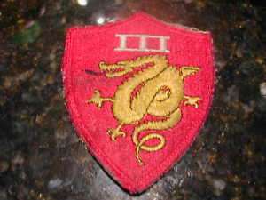 WWII U.S. 3rd Marine Corp Patch. Uncommon.  