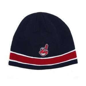  Cleveland Indians Pipeline Knit Cap   Navy/Red Adjustable 