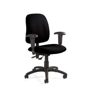 Global Goal Fabric Low Back Operator Chair with Arms, Asphalt (Black)
