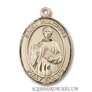  St. Placidus Large 14kt Gold Medal Jewelry