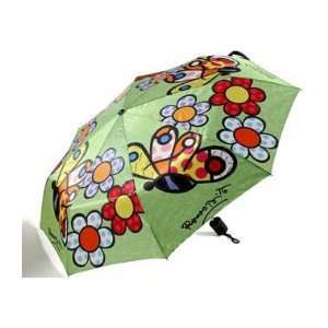   Romero Britto  Butterfly & Flowers Folding Compact Umbrella  