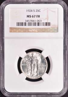 1924 S STANDING LIBERTY 25C NGC MS 67 FH  