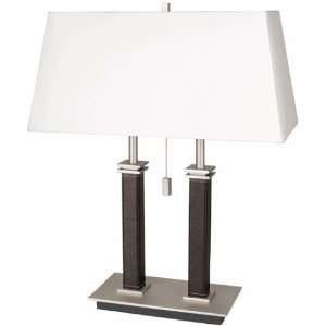  New Brockton 21.5H Satin Steel Double Table Lamp Retro 