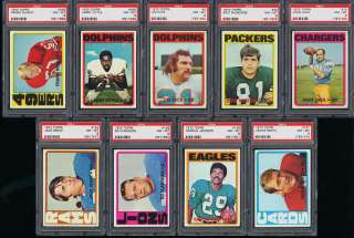 Lot(53) 1972 Topps Football Namath Unitas Riggins RC Simpson, ALL PSA 