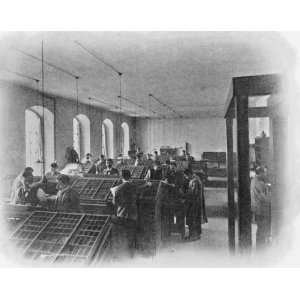  photo Typesetters working in room in publishing house in 