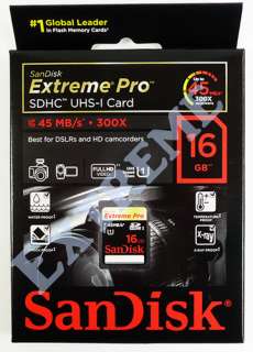 SanDisk 16GB 16G Extreme Pro SD SDHC 45 MB/s 300X UHS 1  