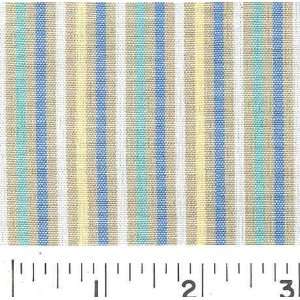  64 Wide Striped Shirting   Khaki/Blue/Mint Fabric By The 