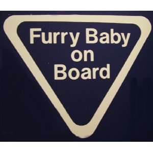  Furry Baby on Board White Car Decal Automotive