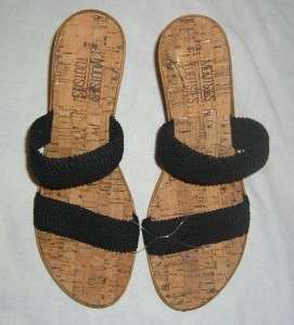NWOT Womens Mootsies Tootsies Black Wedge Sandals 8.5  