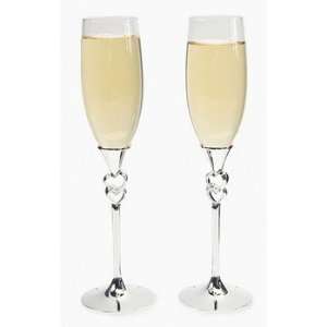 Personalized Twisted Stacked Hearts Wedding Flutes   Tableware & Party 