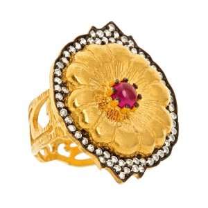  Azaara   Gold and Garnet Cocktail Ring Jewelry