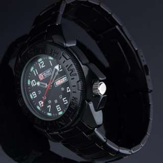   black stainless steel strap pilot army sport mens watch US  
