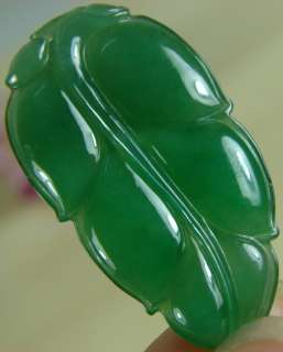   Top Texture Rich Icy Green Natural A Jade Jadeite Pendant Leaf P 292 2