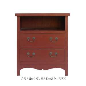    Red Two Drawers TV Entertainment Stand Cabinet