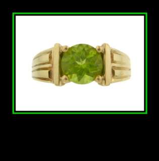 14K Solid Yellow Gold Peridot Solitaire Fashion Ring  