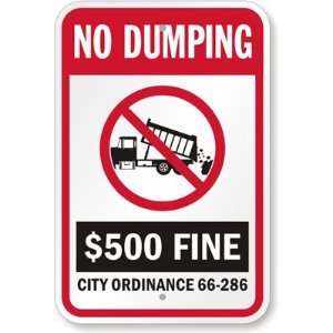  No Dumping (with Fine) Sign Aluminum, 18 x 12 Office 