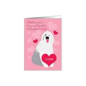 Cousin Valentines Day Cute Dog Old English Sheepdog Red 