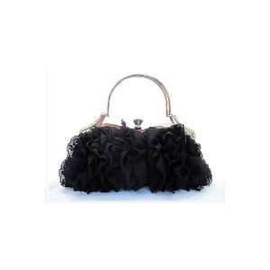 Black Lace Crystal Twist lock Closure Bridal Purses & Handbags Evening 