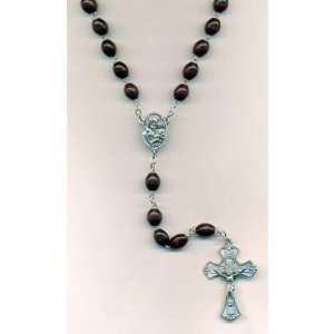  Wood Rosary with St. Joseph Center Black 8mm