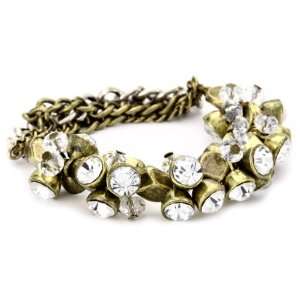  Leslie Danzis Antique Gold Crystal Stretch Bracelet 
