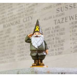  Gnome SOLDIER Army Garden Statue Yellow Ribbon 10 NEW 