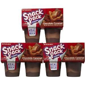 Hunts Snack Pack Chocolate Caramel Pudding, 4 ct, 3 pk  