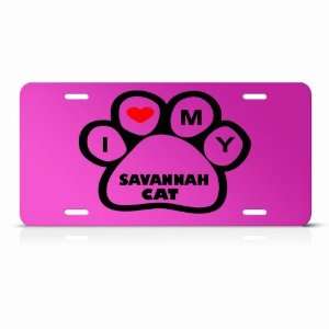 Savannah Cats Pink Novelty Animal Metal License Plate Wall Sign Tag