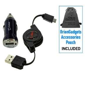  USB Kit (Retractable USB Cable & Bullet Car Adapter) for HTC EVO 3D 