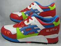 ASICS GEL LYTE 3 III MENS SHOES WHITE RED BLUE VEGAN RARE TRAINERS 12 