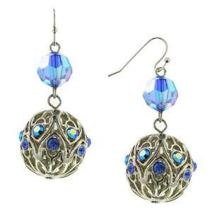  Dazzling Blue Silver Ball Drop Earrings Jewelry
