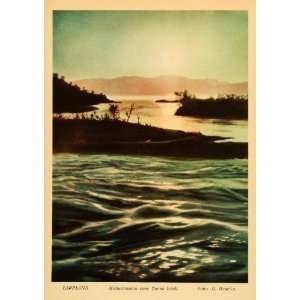  1936 Print Trone Trask Lake Lappland Kiruna Sweden Sunset 